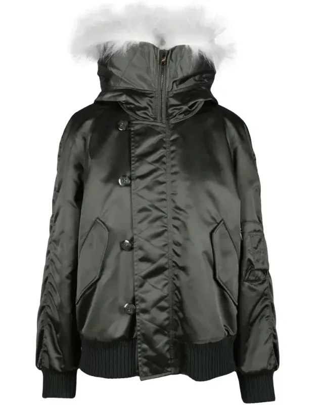 Padded Bomber Jacket With Fur Hood
