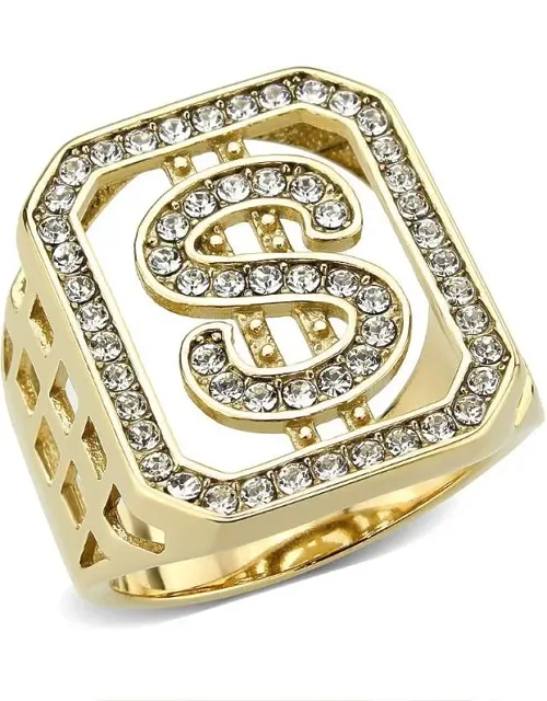 Ip Gold Stainless Steel Ring With Top Grade Crystal Stone