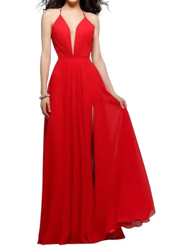 Chiffon V-neck Evening Dress