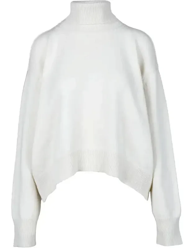 Cropped Sweater With High Neckline