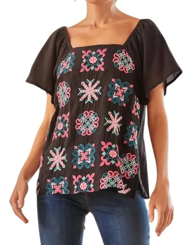 Embroidered Tile Design Top