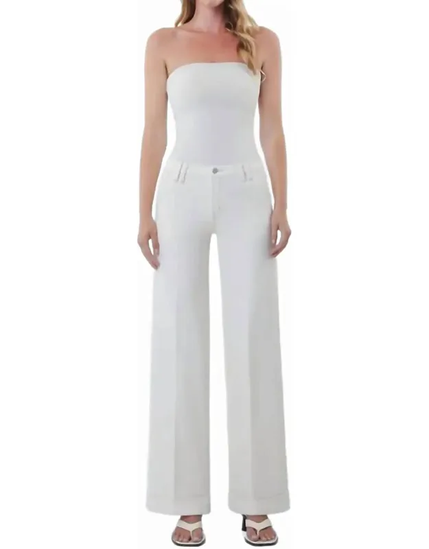 Mid Rise Full Length Trouser Pressed Cuffed Wide Leg Jeans
