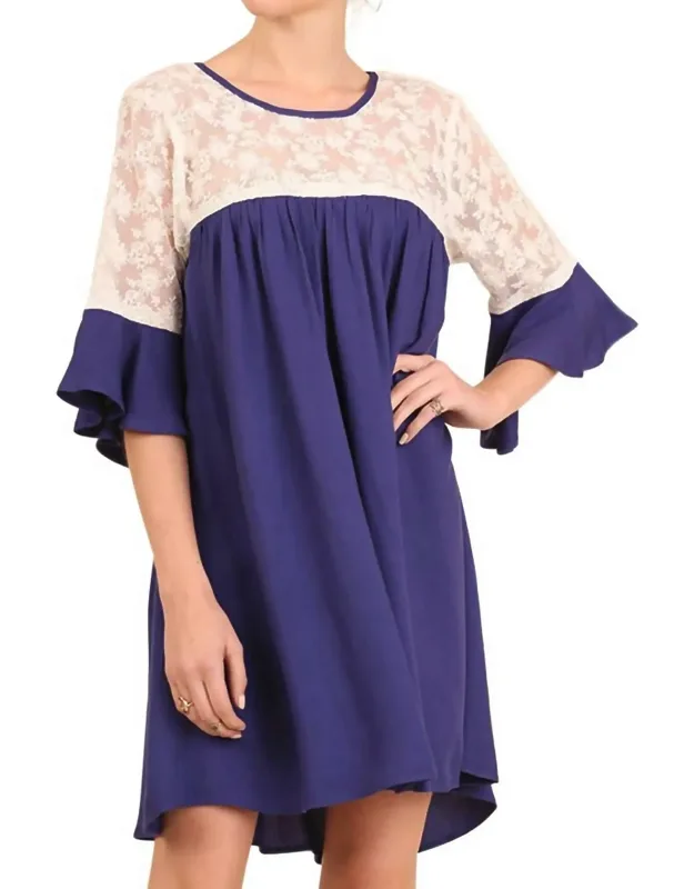 Lace And Keyhole Bell Sleeve Dress