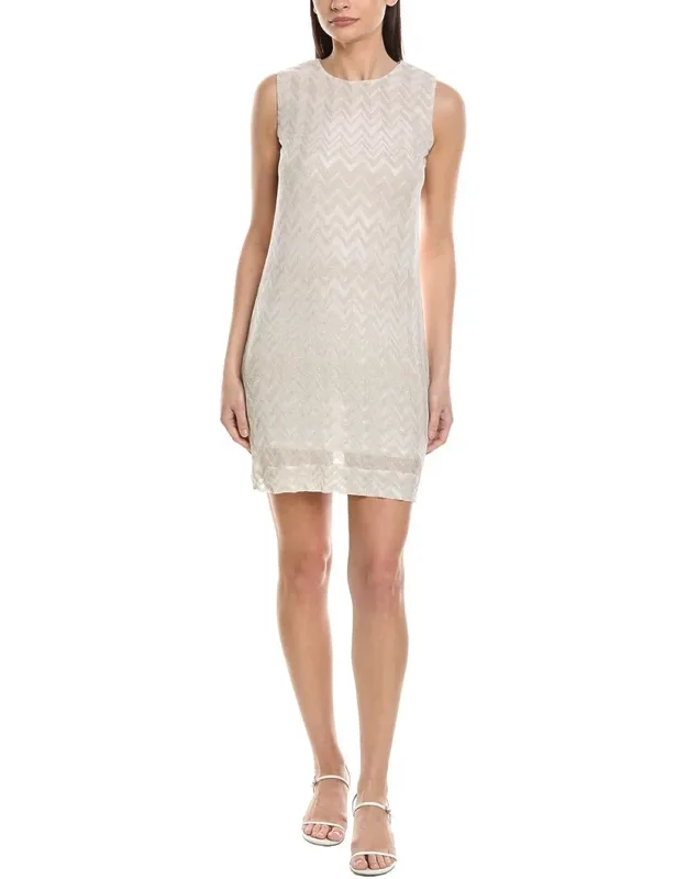 Metallic Zigzag Print Shift Dress