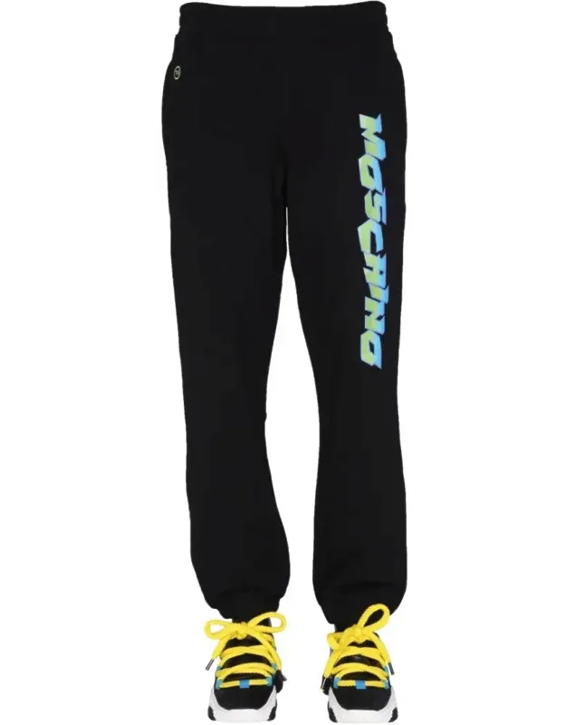 "jogging Pants With Elastic Waistband And Vertical Logo"