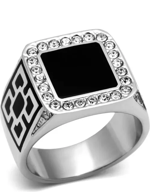 High Polished Stainless Steel Ring With Top Grade Crystal And Center Stone Type