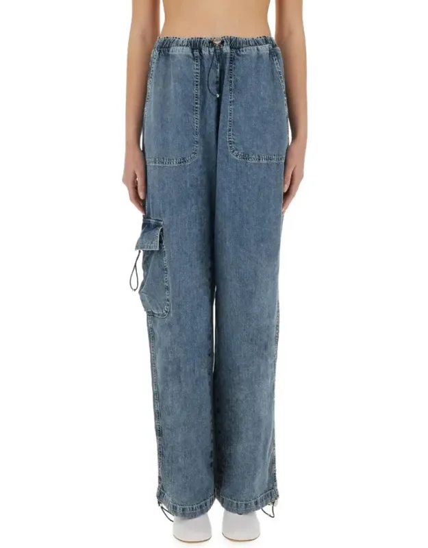 Cargo Jeans With Adjustable Drawstring Waist