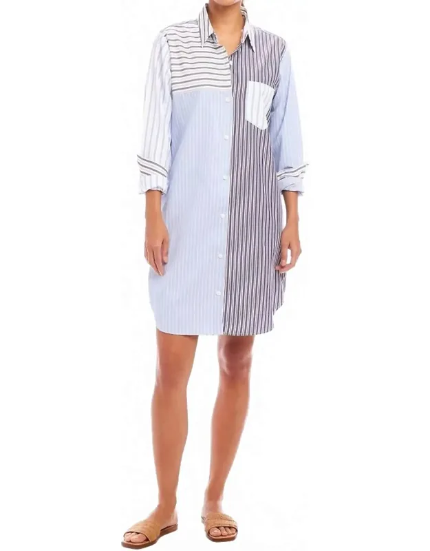 Mixed Stripe Shirtdress