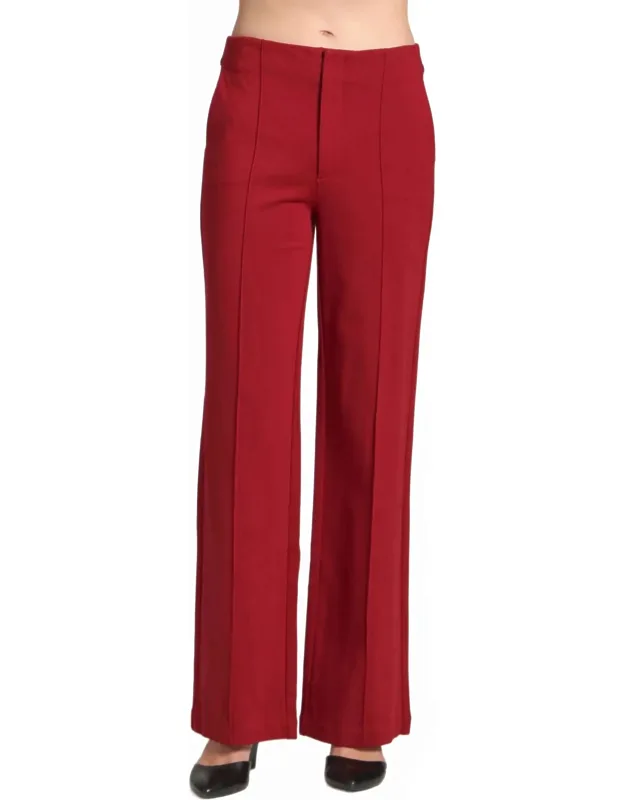 Front Zip With Pin Tucked Leg Pants