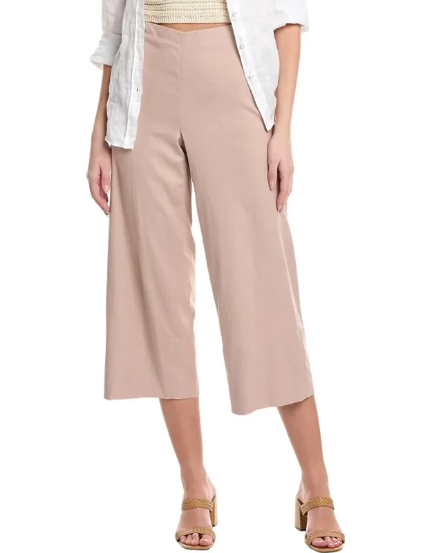 Crop Wide Linen-blend Pants
