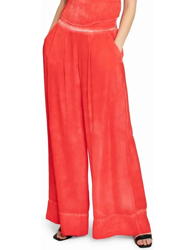 Garment Dyed Silk Wide Leg Pants