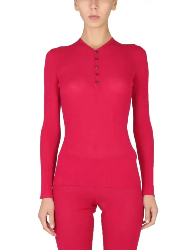 Ribbed V-neck Slim Fit Shirt