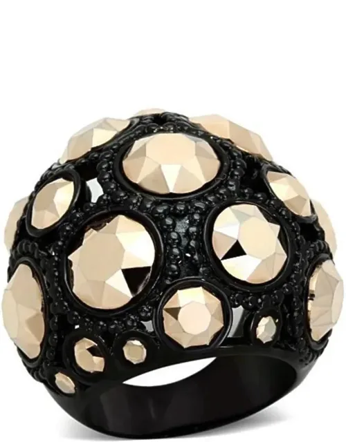 Ip Black Stainless Steel Ring With Top Grade Crystal And Center Stone Color