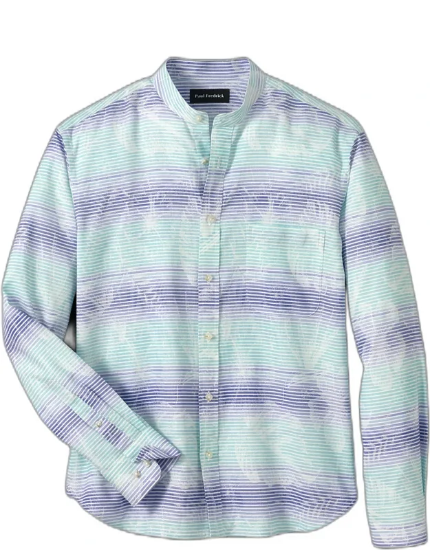 Linen Blend Ombre Stripe Casual Shirt