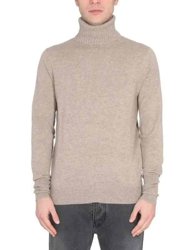 Cross-neck Ribbed Cashmere Turtleneck Sweater