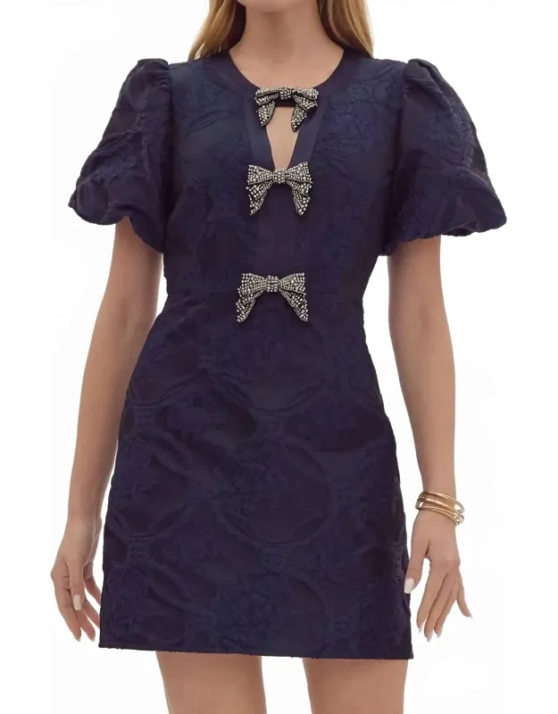 Tinsley Mini Dress With Short Bubble Sleeves And V-neckline