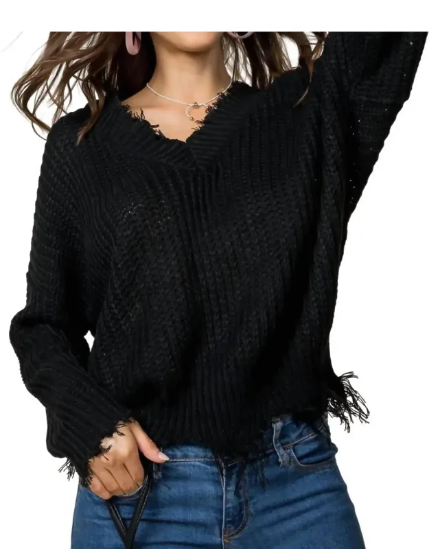 Frayed Zig Zag Sweater