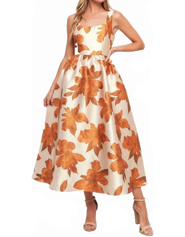 Floral Satin Midi Dress