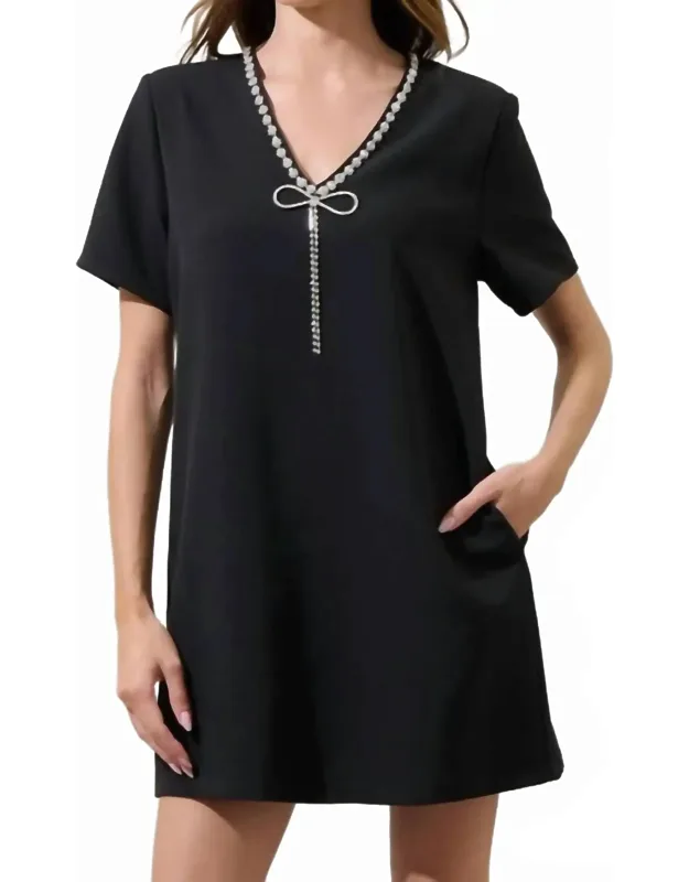 V-neck Shift Mini Dress