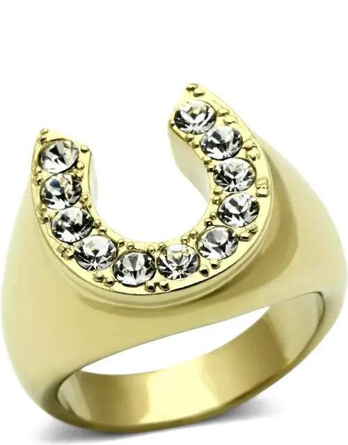 Ip Gold Stainless Steel Ring With Top Grade Crystal