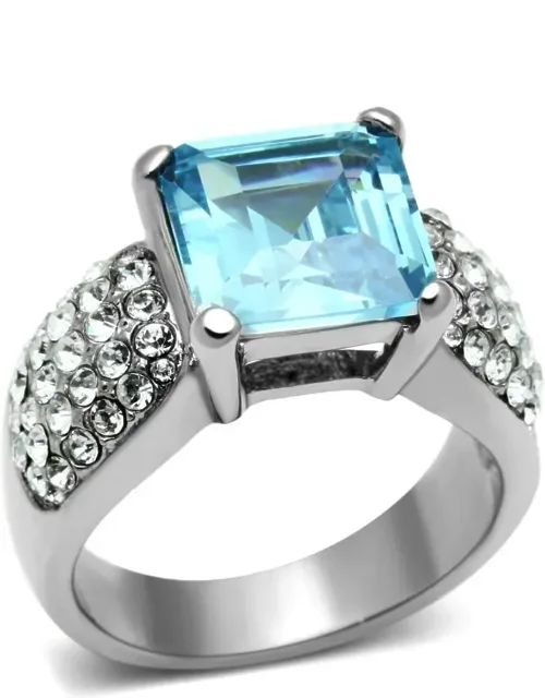 High Polished Stainless Steel Ring With Top Grade Crystal And Finish - High Polished, Center Stone Type - Top Grade Crystal