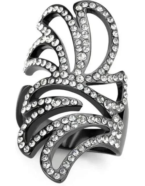 Ip Light Black Stainless Steel Ring With Top Grade Crystal