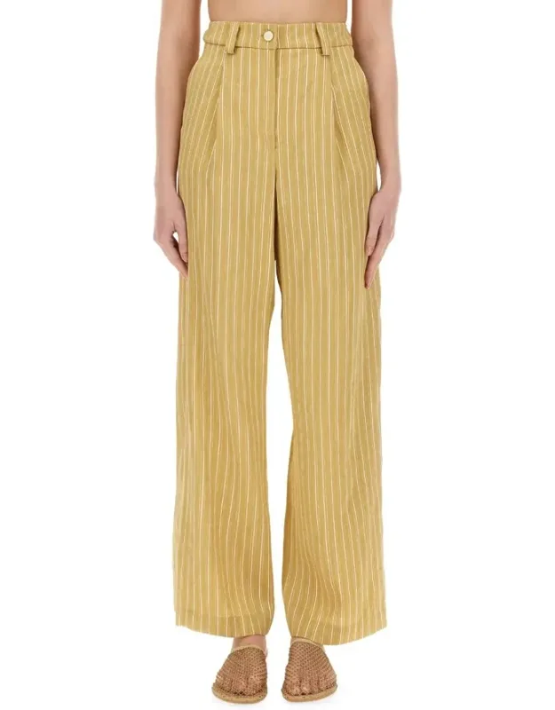 Striped Satin Tailored Pants