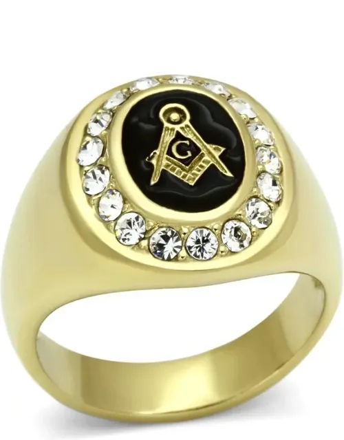 Ip Gold Stainless Steel Ring With Top Grade Crystal