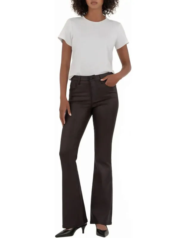 Coated High Rise Flare Jeans