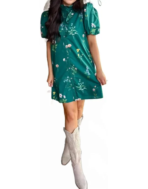 Madison Mini Dress With A-line Design And Short Bubble Sleeves