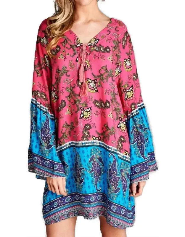 Paisley Bell Sleeve Dress