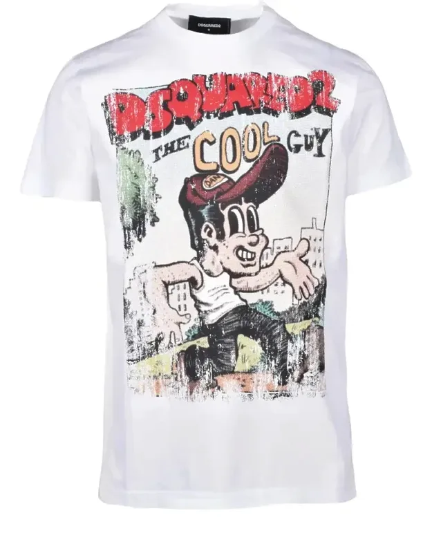 Crew Neck T-shirt - Graphic Print With Distressed Effect