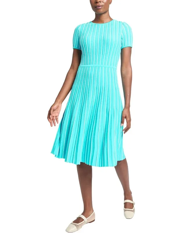Jewel Neck Soft Knit Flare Dress