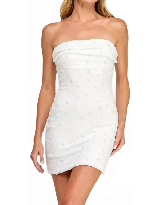 Strapless Pearls Beaded Mini Dress