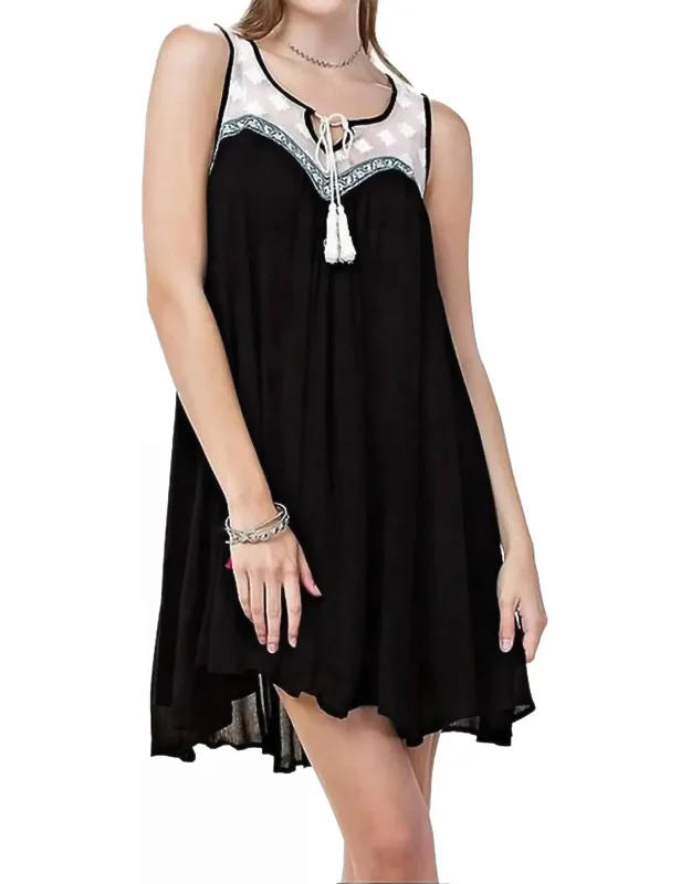 Embroidered Mesh Dress
