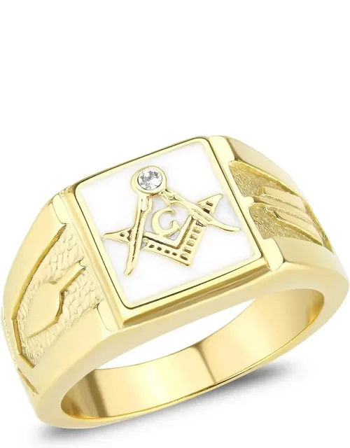 Ip Gold Stainless Steel Ring With Top Grade Crystal
