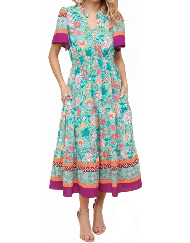 Floral Border Print Maxi Dress