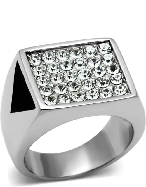 High Polished Stainless Steel Ring With Top Grade Crystal And Center Stone Type