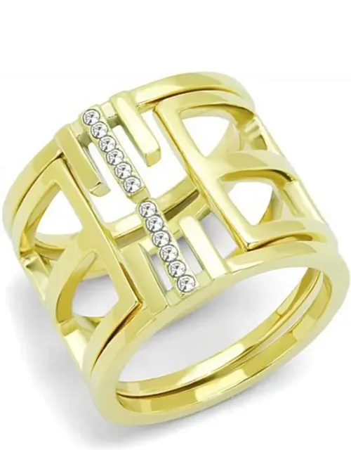 Ip Gold Stainless Steel Ring With Top Grade Crystal