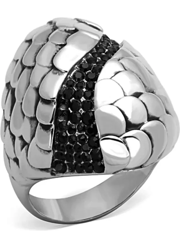 High Polished Stainless Steel Ring With Top Grade Crystal, Material - Stainless Steel, Weight (approx) - 12.80 (g)