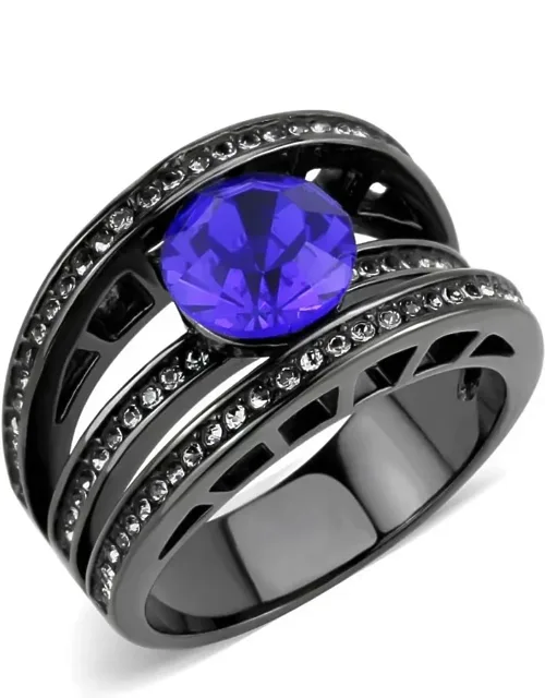 Light Stainless Steel Ring With Top Grade Crystal In Sapphire