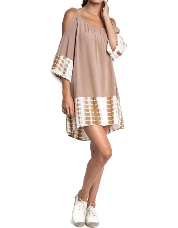 Tie Dye Cold Shoulder Tunic Dress