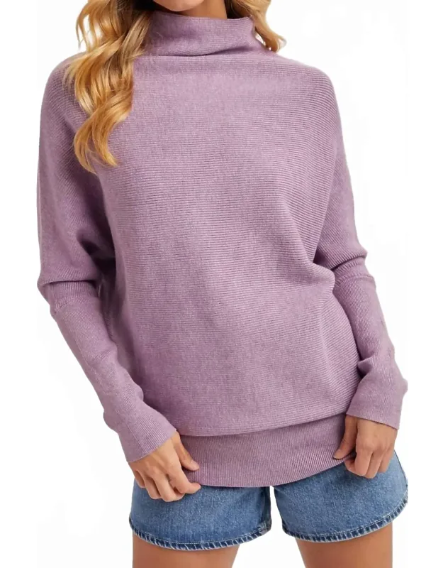 Slouch Neck Dolman Sleeve Pullover Sweater