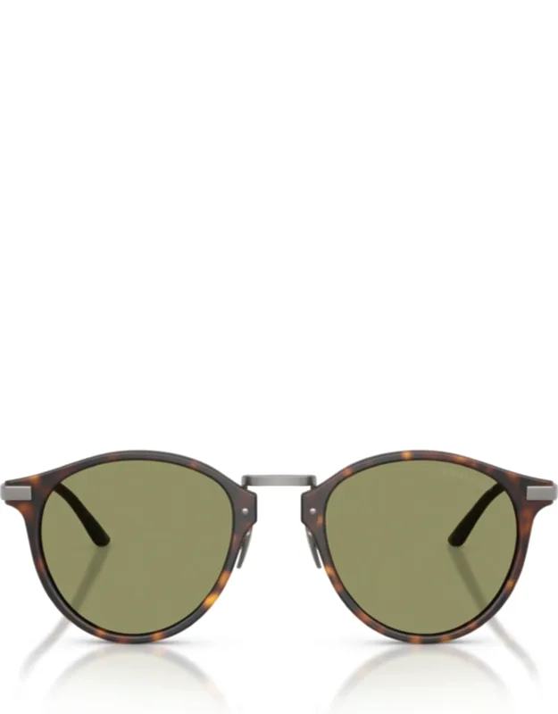 Round Tortoiseshell Sunglasses With Green-tinted Lenses