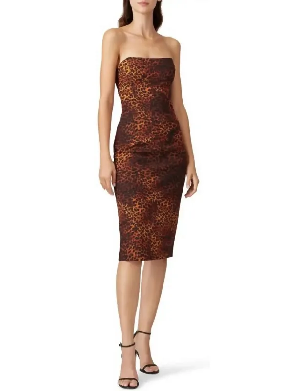 Leopard Strapless Cocktail Dress
