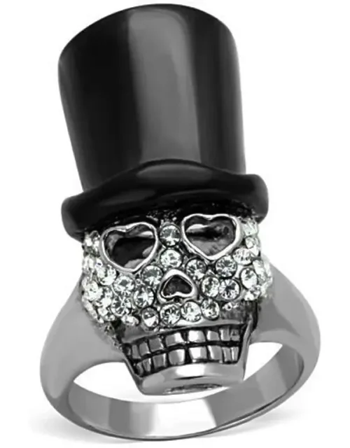 Two-tone Ip Black Stainless Steel Ring With Top Grade Crystal