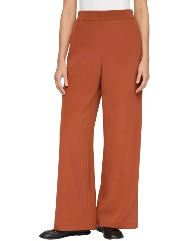 Knit Waist Riverside Silk-blend Wide Leg Pants