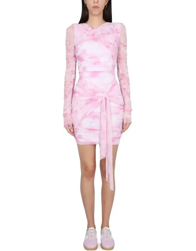 Fitted Mini Dress With Sheer Sleeves