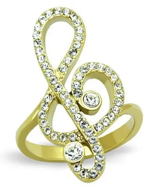 Ip Gold Stainless Steel Ring With Top Grade Crystal