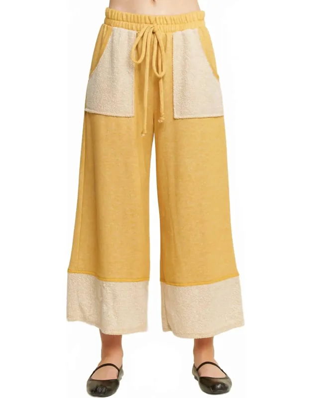 Washed Elastic Waist Wide Pants